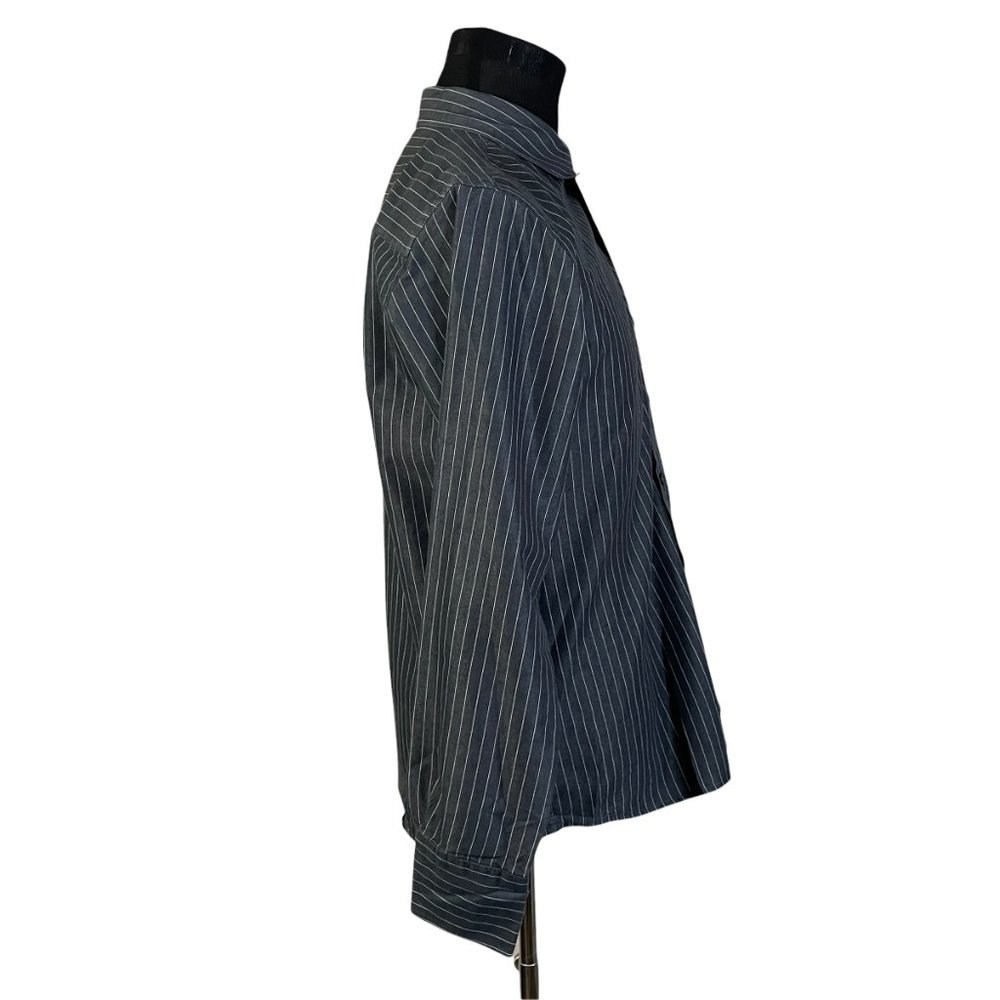 BKE Buckle | Men's Black Striped White Long Sleeve Button Front Shirt Medium - Picture 8 of 9